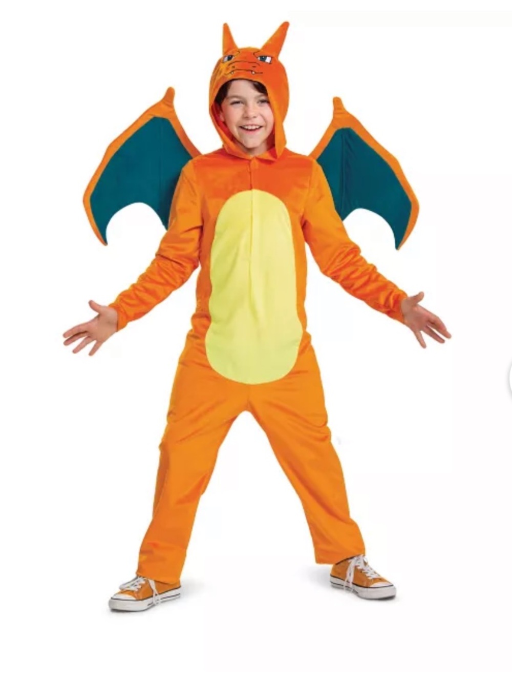 Spirit Kids Orange Dragon/Jumpsuit Costume with Teal Wings